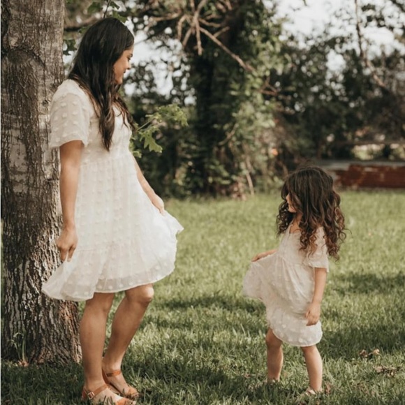 Women’s Baby Doll Dot Dress_Beige /Cream_Small_ Spring Short Sleeve_New_Size 6 - Picture 4 of 8